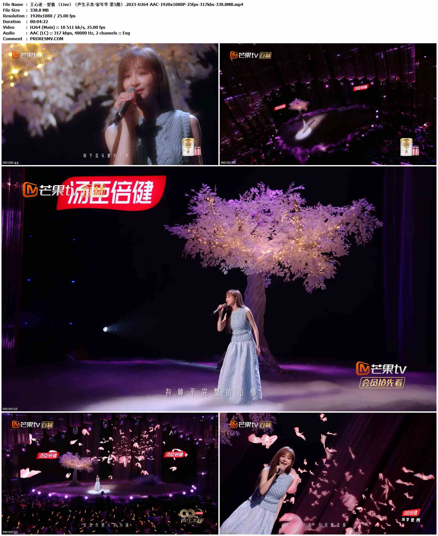 王心凌 - 爱情 （Live）（声生不息·家年华 第5期）.2023-H264-AAC-1920x1080P-25fps-317kbs-338.8MB官方MV_高清MV